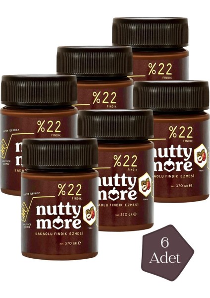 %22 Kakaolu Fındık Ezmesi 370 gr x 6 Adet