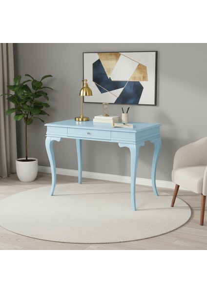 100 cm Masif Rustik Mavi Çalışma Masası