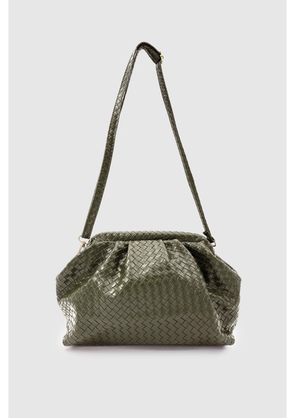 Arvia Örgü Desen Yumuşak Formlu Ayarlanabilir Çapraz Askılı El Çantası Haki