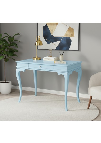 120 cm Masif Rustik Mavi Çalışma Masası