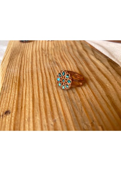 Firuze Taşlı Bakır Yüzük