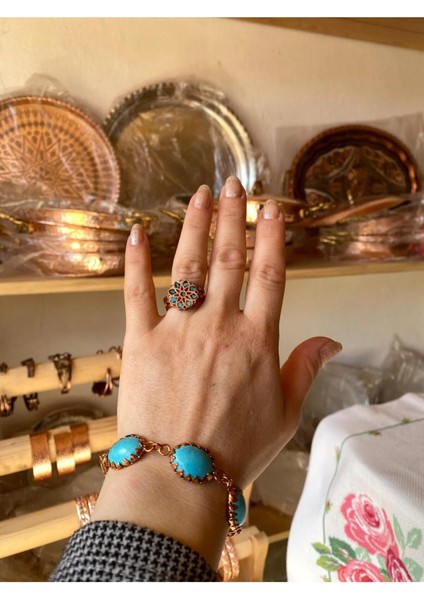 Firuze Taşlı Bakır Yüzük fırsatları