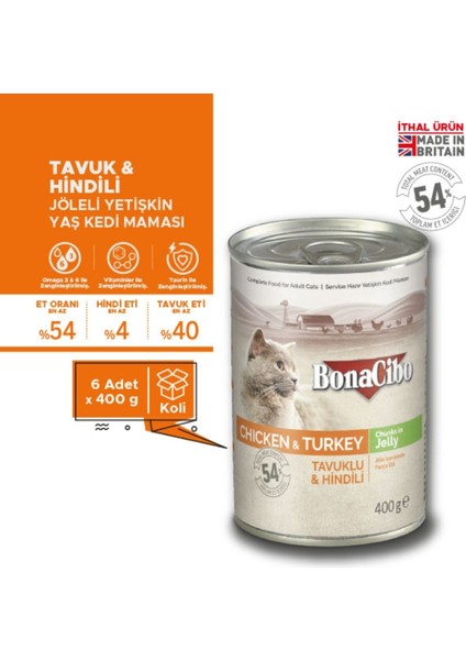Jöleli Tavuk ve Hindili Yaş Kedi Maması 400 gr X6 Adet fırsatları
