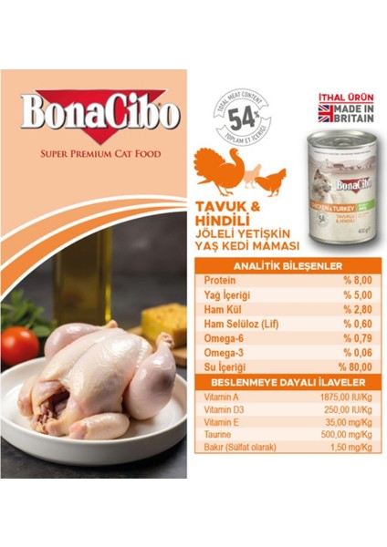 Jöleli Tavuk ve Hindili Yaş Kedi Maması 400 gr X6 Adet indirimleri