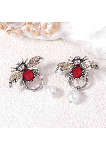 Kişisel Retro Böcek Damlası Yapay Mikro Kakma Zirkon Hayvan Küpesi, Üst Düzey Zarif Tasarım, Kadınlar Için (Yurt Dışından)