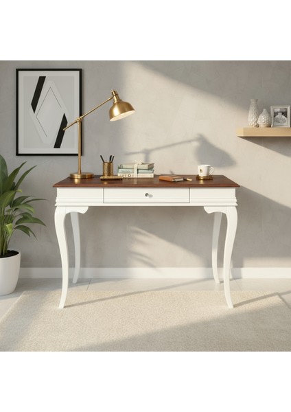 100 cm Masif Rustik Beyaz Ceviz Çalışma Masası