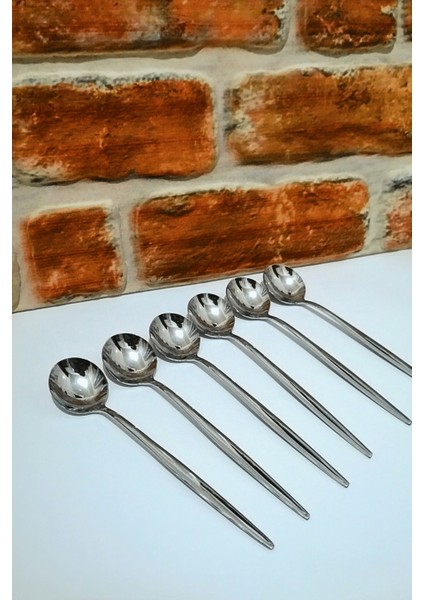 Paslanmaz Çelik 18/10 Uzun Sap Tatlı Kaşığı - 6 Adet - Sade fiyatları