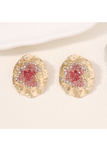 A Tılı Moda Yaratıcı Oval Göçük Alaşım Süslü Elmaslı Küpe, Düzensiz Kulak Takısı (Yurt Dışından)
