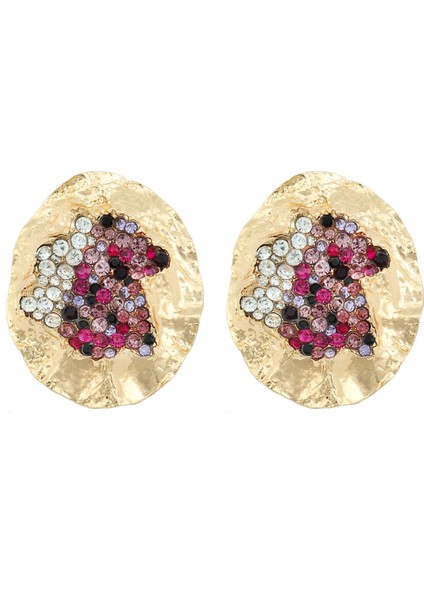 A Tılı Moda Yaratıcı Oval Göçük Alaşım Süslü Elmaslı Küpe, Düzensiz Kulak Takısı (Yurt Dışından)