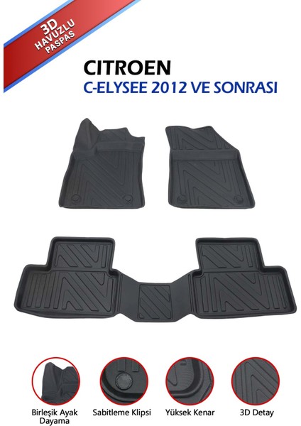 Havuzlu 4d Siyah Paspas Takımı,citroen C-Elysee 2012 ve Sonrası 4d Havuzlu Paspas fiyatları