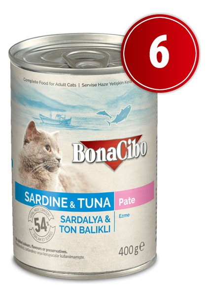 Kedi Yaş Mama Sardalya ve Ton Balıklı 6 x 400 gr fiyatları