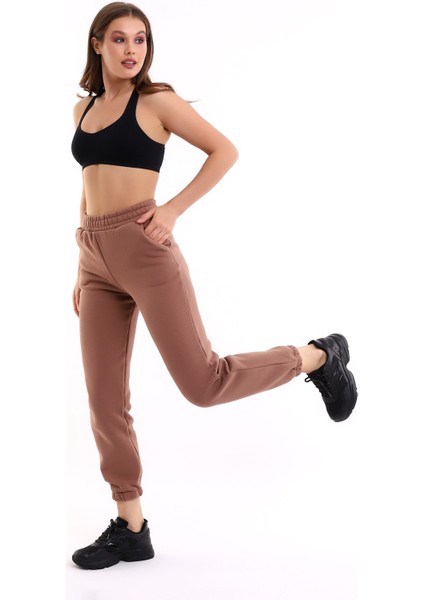 Sütlü Kahve Joger 3 Iplik Eşofman Altı Içi Şardonlu Ideal Kalınlıkda