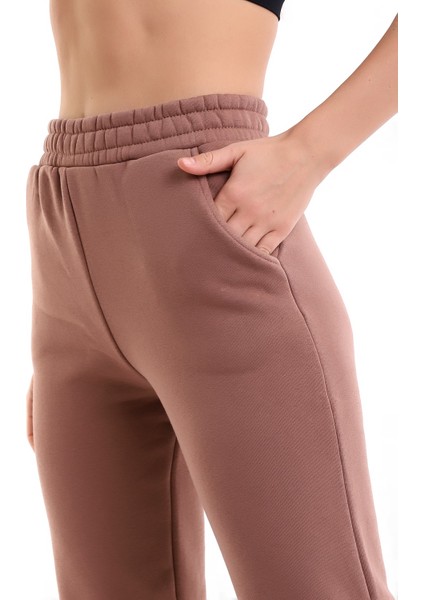 Sütlü Kahve Joger 3 Iplik Eşofman Altı Içi Şardonlu Ideal Kalınlıkda