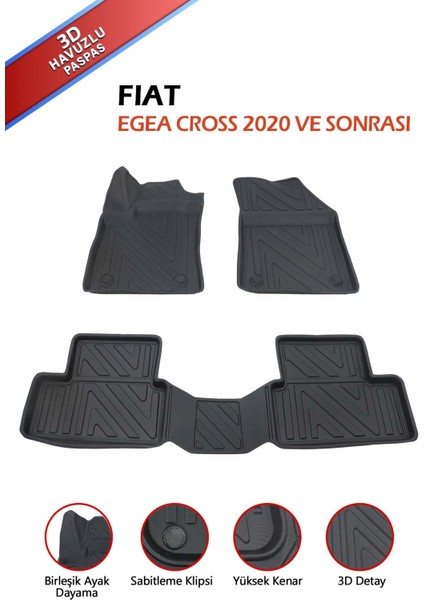 Havuzlu 4d Siyah Paspas Takımı,fiat-Egea-Cross 2020 ve Sonrası4d Havuzlu Paspas fiyatları