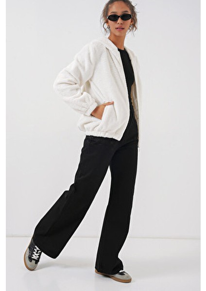 Kapşonlu Kürklü Kadın Mont Düz Desenli Günlük Kullanım İçin 38 Beden