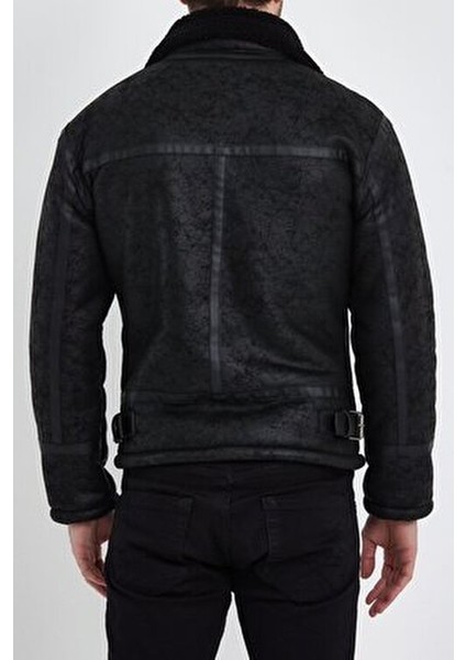 Siyah Napa Deri Mont Erkekler İçin Su Geçirmez ve Rüzgar Geçirmez Kış Modası