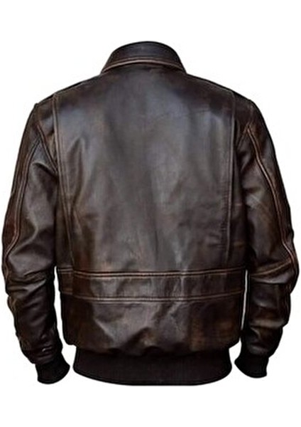Erkek Pilot Mont Hakiki Koyun Derisi Gömlek Yaka Orta Kalınlık