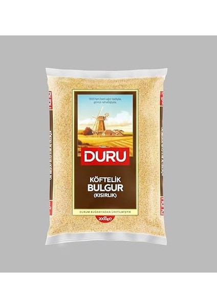Duru Köftelik Bulgur (Kısırlık) 2000G – Doğal Taş Değirmende Üretilmiş, Yüksek Lif ve Protein Kaynağı, Düşük Yağ ve Şeker