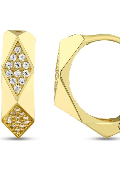 Taşlı Tasarım Altın Küpe - 14K fiyatları