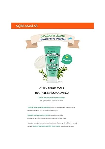A&apos;pıeu Fresh Mate Çay Ağacı Yatıştırıcı Uyku Maskesi 100ML fiyatları