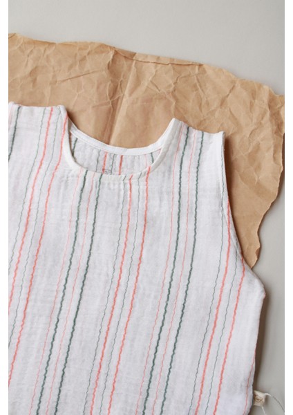 Turuncu-Yeşil Çizgili Müslin Atlet modelleri