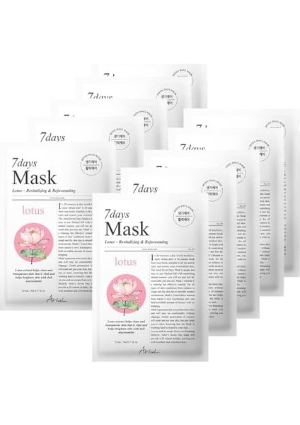 Ariul 7 Days Mask Lotus N - Canlandırıcı & Cilt Tonu Aydınlatıcı Vegan Maske fiyatları