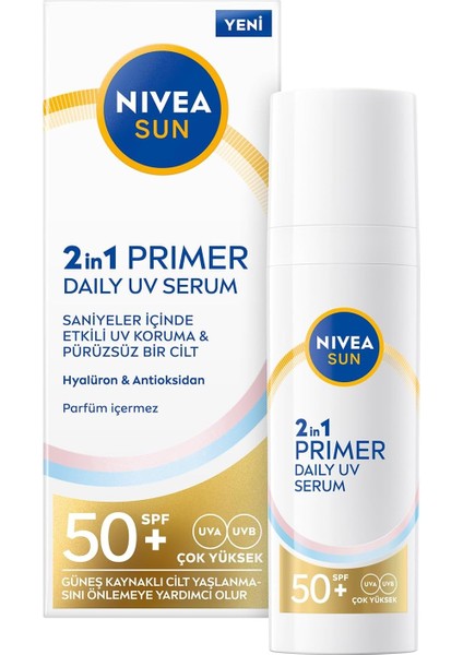 Nıvea Sun SPF50 Nemlendirici Primer Serum 30ML, Makyaj Bazı, Hyaluron, Antioksidan, Yüksek Güneş Koruyucu fiyatları