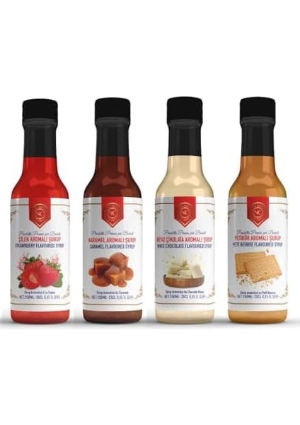 Nish Kahve Çilek, Karamel, Beyaz Çikolata, Petibör Aromalı Şurup 4&apos;lü Set 4X250 Mililitre modelleri