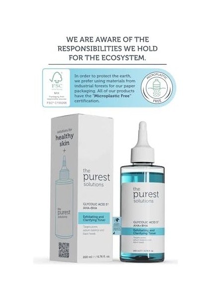 The Purest Solutions, Canlandırıcı ve Gözenek Sıkılaştırıcı Tüm Ciltler Için Glikolik Asit Tonik 200 ml