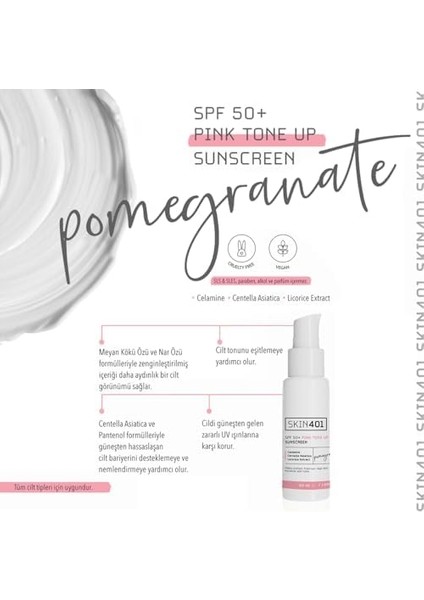 SKIN401 SPF50+ Pink Tone Up Sunscreen Pembe Ton Eşitleyici Güneş Kremi 50 ml fiyatları