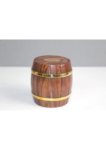 Buğz Pirinç Detaylı Fıçı Kumbara Model 1