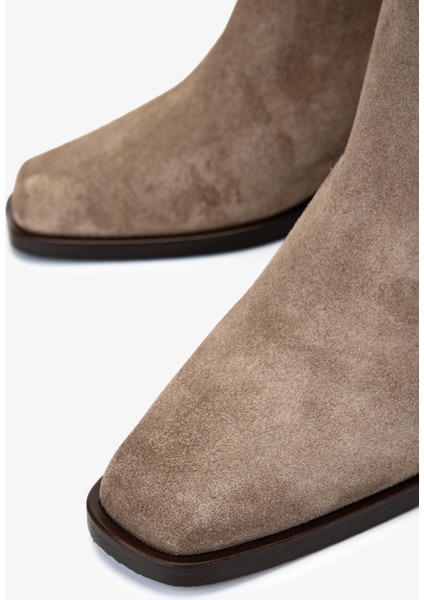 Kadın Hakiki Deri Vizon Süet Topuklu Bot 1168 8141 Bn Bot SK25-26 Vızon Suet modelleri
