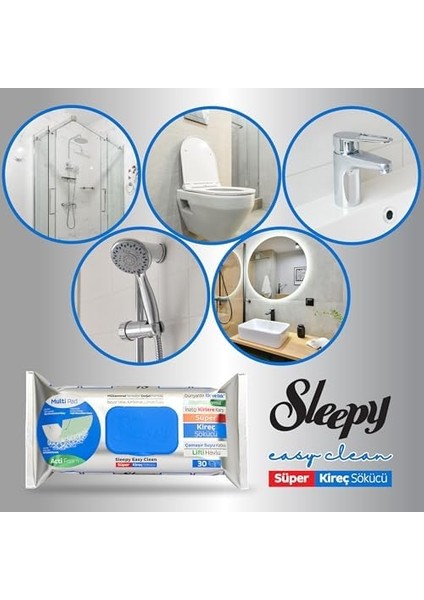 Sleepy Easy Clean Süper Yağ Çözücü&kireç Sökücü Yüzey Temizlik Havlusu&mendili 2X30 (60 Yaprak)