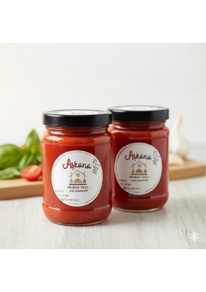 Şişe Domatesi - Doğal, Ev Yapımı, Katkısız, Üretim Belgeli, Domates KONSERVESI-600 gr x 2 Adet