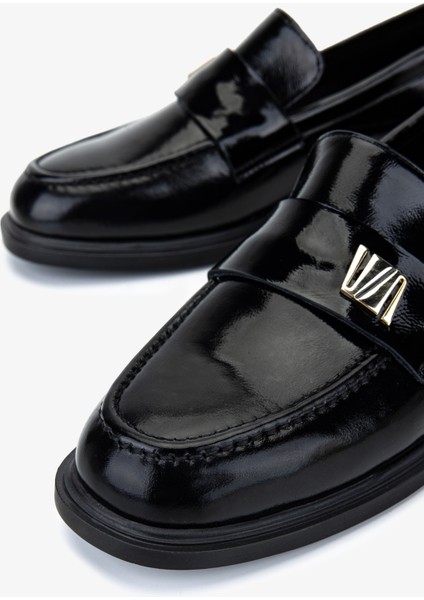 Kadın Hakiki Deri Siyah Rugan Loafer Ayakkabı 1061 5146 Bn Ayk SK25-26 Sıyah Rgn modelleri