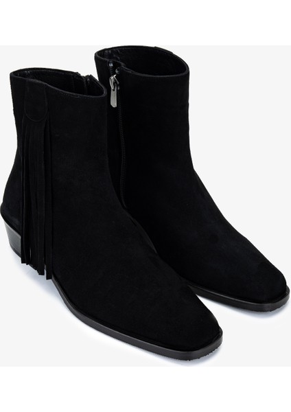 Kadın Hakiki Deri Siyah Süet Topuklu Bot 1168 8141 Bn Bot SK25-26 Sıyah Suet fiyatları