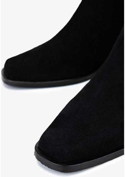 Kadın Hakiki Deri Siyah Süet Topuklu Bot 1168 8141 Bn Bot SK25-26 Sıyah Suet modelleri