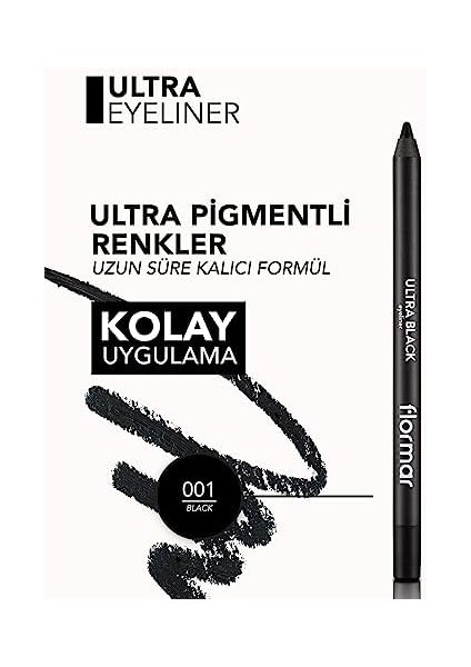 Flormar Yüksek Pigmentli & Mat Bitişli 001 Black Jel Eyeliner fiyatları