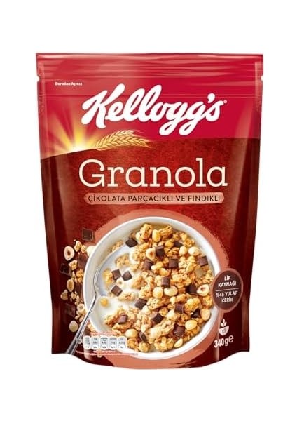 Kellogg&apos;s Granola Çikolata Parçacıklı ve Fındıklı 340 Gr,%44 Yulaf Içerir,lif Kaynağı,%11 Belçika Çikolata Parçaları,antioksidan Içerir,kahvaltılık Gevrek,müsli fiyatları