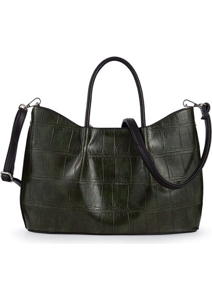 Logo Detaylı Yeşil-Siyah Kadın El Çantası Riv 147-KR modelleri