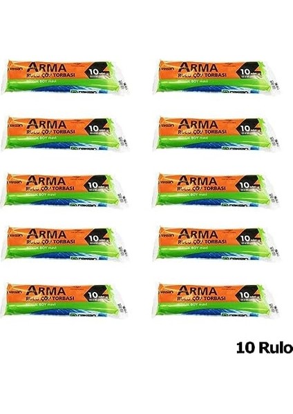 Arma Standart Büyük Boy 50 Litre Çöp Torbası Poşeti / 65 x 80 cm - Mavi - 10 Adetlik 10 Rulo modelleri