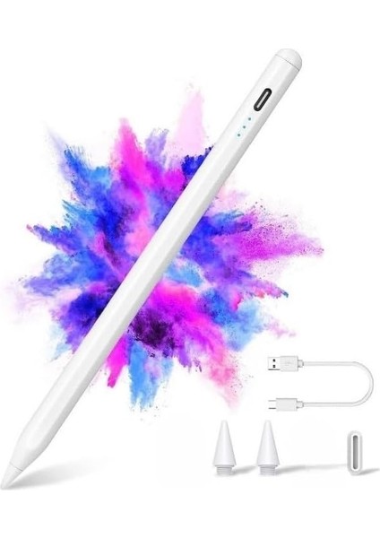 IPAD(2018-2025) Için Stylus Tablet Kalem 2018 Sonrası Tüm iPad Modellerinine Uyumlu Eğim Sensörlü Avuç Içi Reddi Aktif (Beyaz, Ipad Uyumlu Stylus)