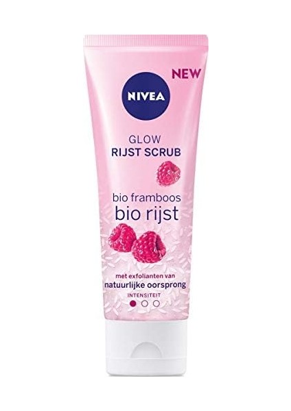 Nivea Aydınlatıcı Pirinç Yüz Peelingi 75ML, Organik Ahududu Özü, Ölü Deri Arındırıcı, Kuru ve Hassas Cilt