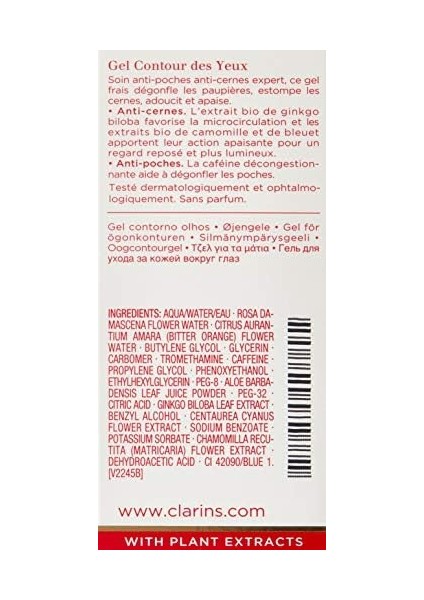 Clarins Eye Contour Gel 20 ml 1 Paket (1 x 1 Adet)