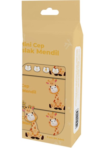 Promosyonca Cep Islak Mendil, Mini Paket, 8&apos;li Set, Kokusuz, Doğal (Sarı) modelleri