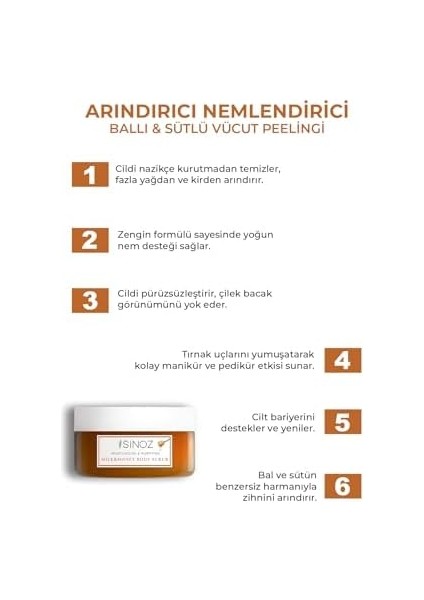 Sinoz Body Scrub Besleyici Arındırıcı Nemlendirici Ballı&sütlü Vücut Peelingi 300 gr