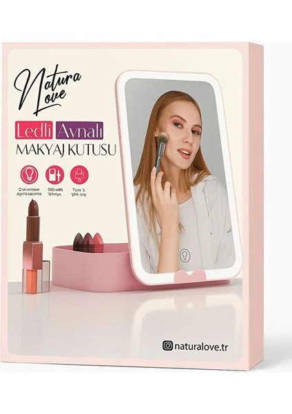 Natura Love Şarjlı Ledli Aynalı Makyaj Kutusu 20,5X13,8X3,5CM