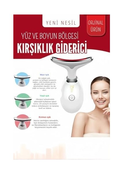 Vooka Yüz ve Boyun Kırşıklık Giderici Ems Güzellik Cihazı Gıdık Sarkma Kırışıklık 3 Modlu modelleri