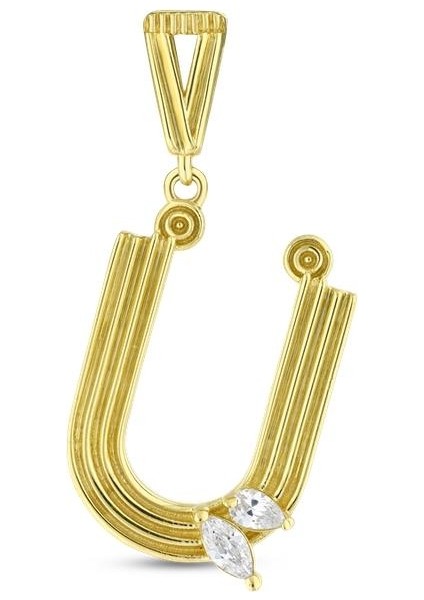 Altın Ü Harf Kolye Ucu - 14K