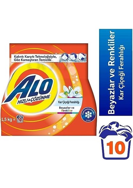 Alo 1,5 kg Kar Çiçeği Ferahlğı Beyazlar ve Renkliler Hızlı Çözülme Toz Deterjan modelleri